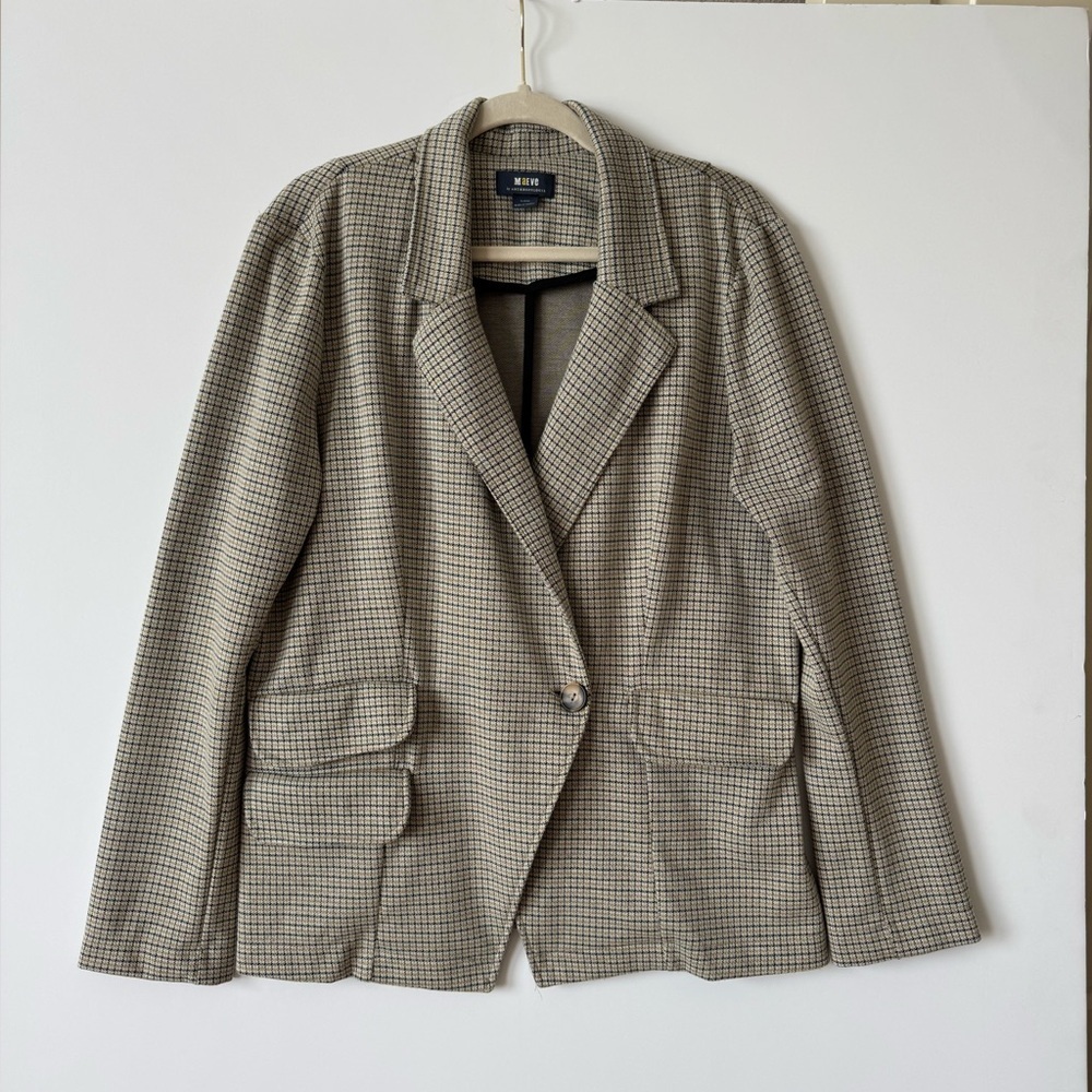 Anthropologie Maeve Collegiate Knit Houndstooth Blazer Jacket XL - Picture 4 of 12